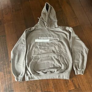 Men's Gray Hoodie with 'Thinking be Patient...' Design Size S